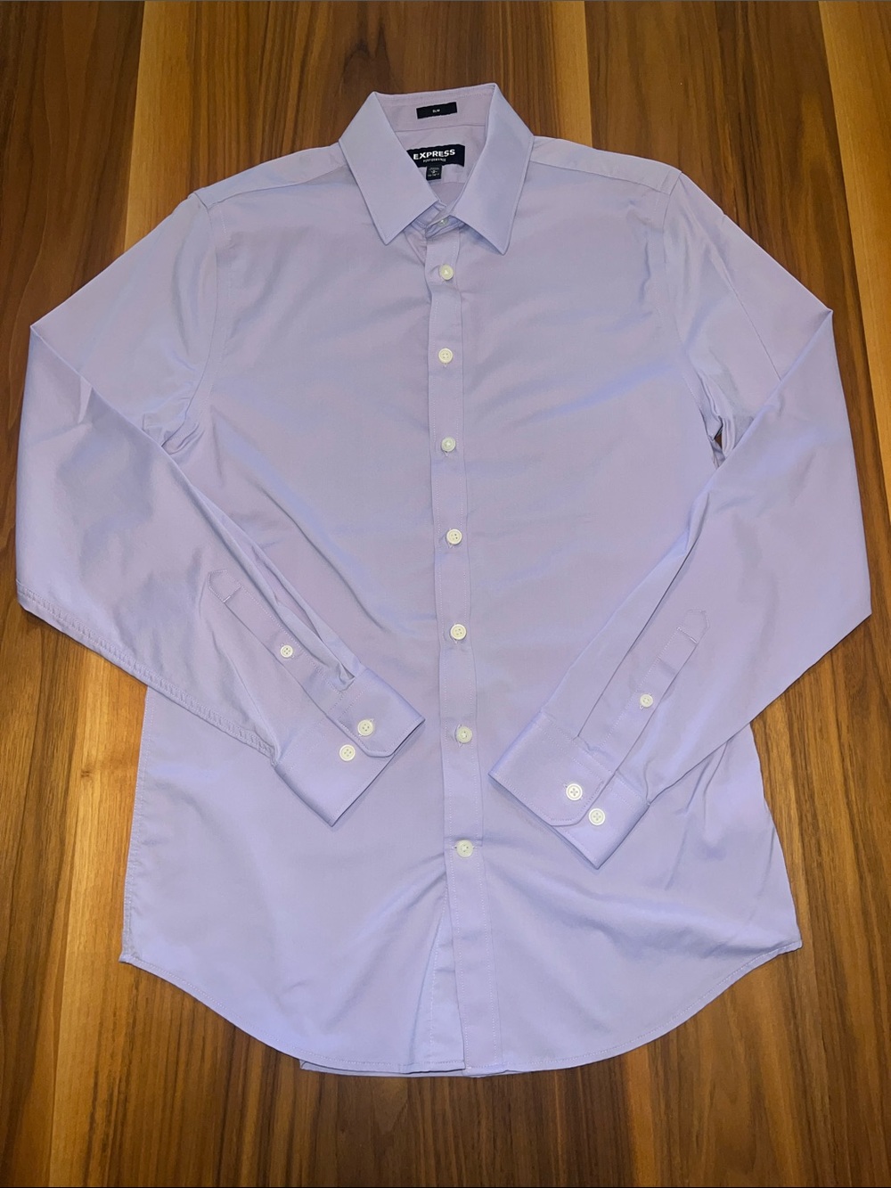 Express Men's Lavender Button-Down Dress Shirt, Slim, size small.